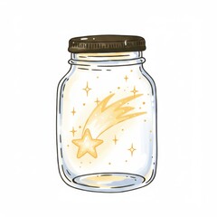 Golden Comet in Clear Glass Jar with Brown Lid Fantasy Themed Sparkle Design