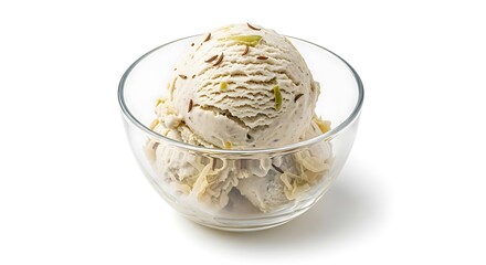 Pistachio Ice Cream in a Glass Bowl.