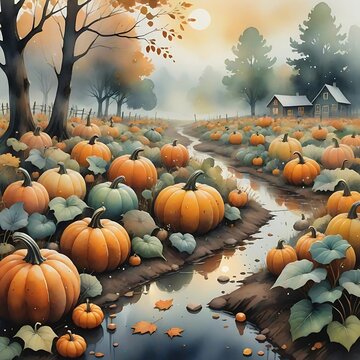 halloween background with pumpkins