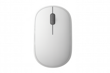 White wireless mouse isolated on transparent background, ideal for designers creating modern tech visuals