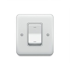 White Light Switch on White Background Electrical Component Single Device