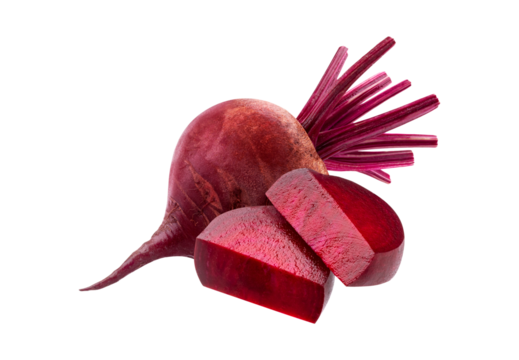 organic beetroot and cross section slice isolated