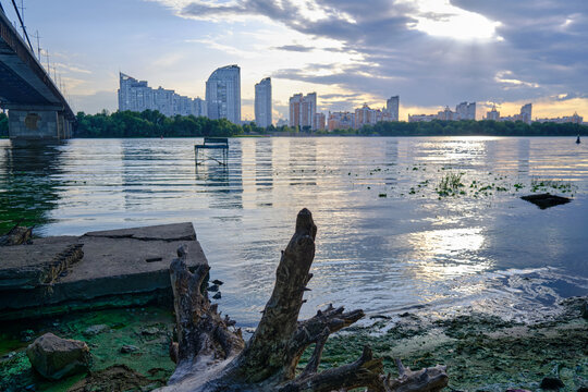 bridge over Dnipro river in Kyiv Ukraine