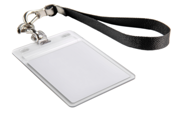 Student identification card isolated on a white or transparent background  showcasing its transparent holder and strap