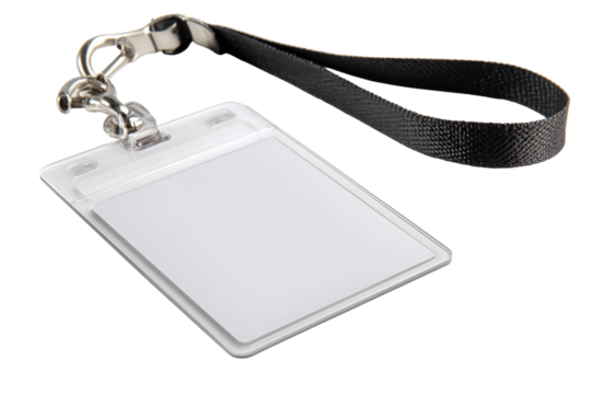 Student identification card isolated on a white or transparent background  showcasing its transparent holder and strap