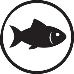 a simple black silhouette of a fish on a clean background, perfect for various design purposes