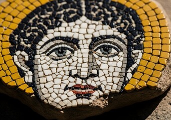 Close-up of an Ancient Roman Mosaic Artwork