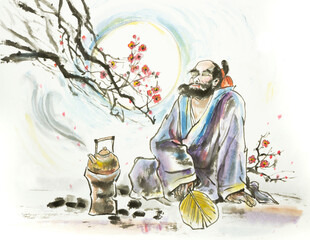 tea party under the plum blossom