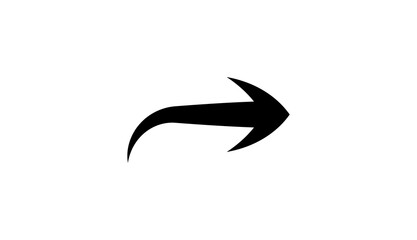 Black arrow with curved tail pointing right PNG rendering icon illustration design.