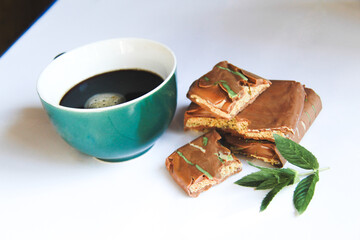 Dubai chocolate with coffee cup mint