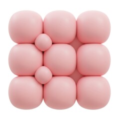 Light Pink Spherical Shapes Pattern Minimalist Abstract 3D Render on White Background