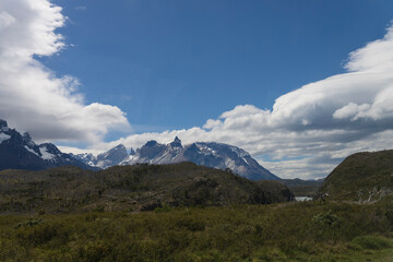 Fototapeta premium View of the mountain landscape in the national park Torres del Paine, Patagonia, Chile, South America