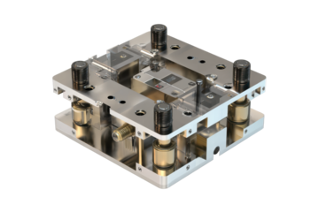 Precision Metal Assembly Fixture on Transparent Background