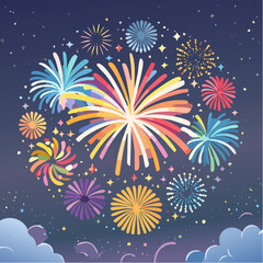 Naklejka premium Abstract animation of a firework as minimalist bursts of color