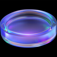 3D vector realistic holographic iridescent glass circle coin purple effect, game token, casino chip,transparent medal