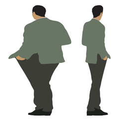 Conceptual fat overweight obese man vs slim fit healthy body after weight loss or diet, white background. A  fitness, nutrition or obesity, health care shape illustration vector as silhouettes