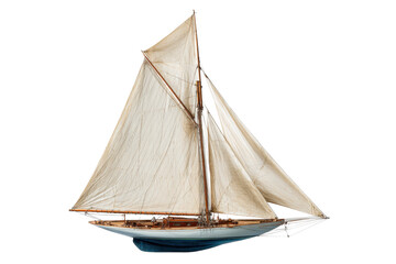 Classic Atlantic Sailboat with Full Sails on Transparent Background