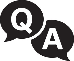 Black speech bubbles with Q and A letters question