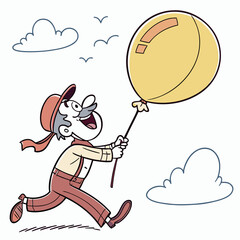 Man Running with Balloon