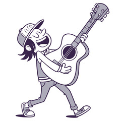 Musician Playing Giant Guitar 1