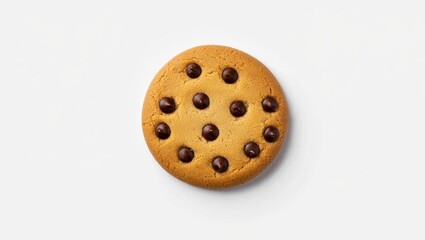 Fototapeta premium Single Round Chocolate Chip Cookie on White Background