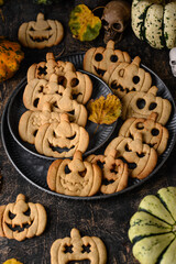 Halloween cookies in shape of jack-o-lantern