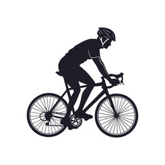 Obraz premium Silhouette of a cyclist in motion on a road bike