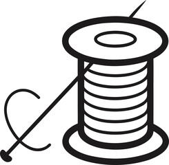 A line icon representing a sewing needle with a spool of thread