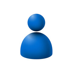 Blue user icon, simple profile avatar isolated on transparent background