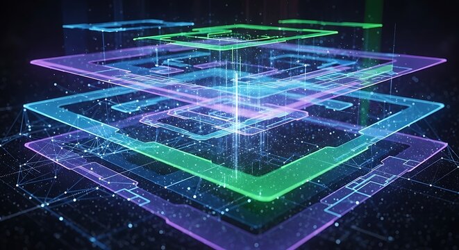 Spatial extended computing with layered digital interfaces holographic data visualization and futuristic immersive technology platforms
