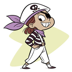 Vector art of cartoon pirate boy character vector illustration