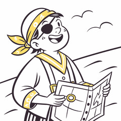 Vector art of cartoon pirate boy with map