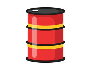 Illustration of a red oil barrel with yellow stripes and a falling drop