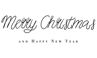 Merry Christmas and Happy New Year calligrafic and lettering banner. Horizontal greeting card. Isolated vector elements on transparent background