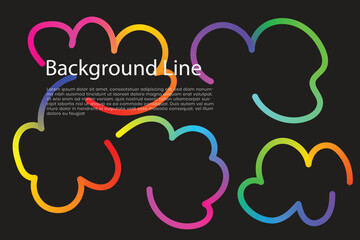 Abstract Color Lines Pattern wavy gradient shapes for events. Wave Shape Gradient Continuous Line on Black Background. Vector Swirls and Curve 3D Graphic Elements