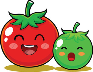 Red and green tomato cartoon