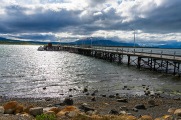 Obraz premium Puerto Natales is a city in Chilean Patagonia. It is the capital of both the commune of Natales and the province of Última Esperanza Chile on December 15, 2024. Colorful architecture in the city.