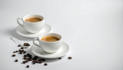Obraz premium Minimal White Coffee Cups on Clean Background