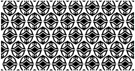 Abstract hexagonal seamless pattern in black and white with ornamental geometric structure for backgrounds.