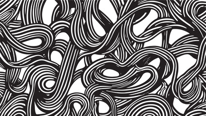 Fototapeta premium Abstract Black and White Line Art Pattern Wavy Swirls Dynamic Background Seamless Texture Modern Design Creative Wallpaper Decoration Decorative Element Backdrop