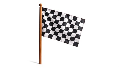 Checkered racing flag on a wooden pole