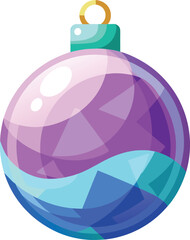 Obraz premium Cartoon Christmas Ornament with Purple and Blue Geometric Design on white background