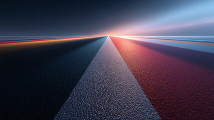 road with colorful light rails