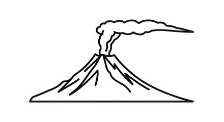 Majestic volcano eruption scene depicting fiery mountain peak spewing smoke and ash into the sky