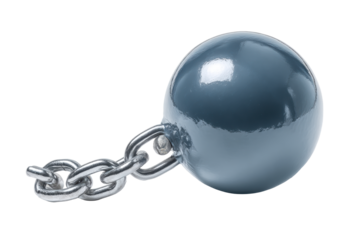 Iron Ball and Chain on Transparent Background