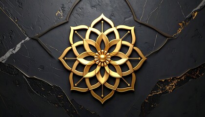 Gold mandala on a dark, textured background