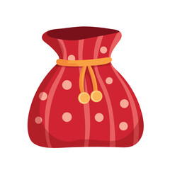 Santa gift bag, Hawaiian Christmas. Flat vector clipart, illustration with isolated background.