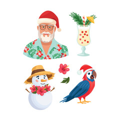Hawaiian Christmas. Flat vector clipart, illustration with isolated background.