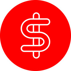 Dollar Sign Vector Line White Circle Red Icon Design