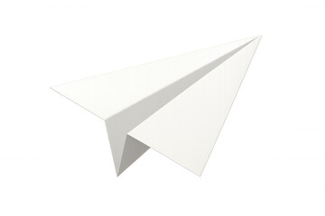 Realistic white paper plane flying on transparent background, ideal for travel and communication concepts